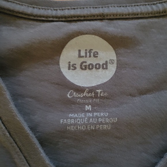 Life Is Good Top Shirt Womens Medium Gray True Love Heart Short Sleeve Basic - Picture 4 of 13